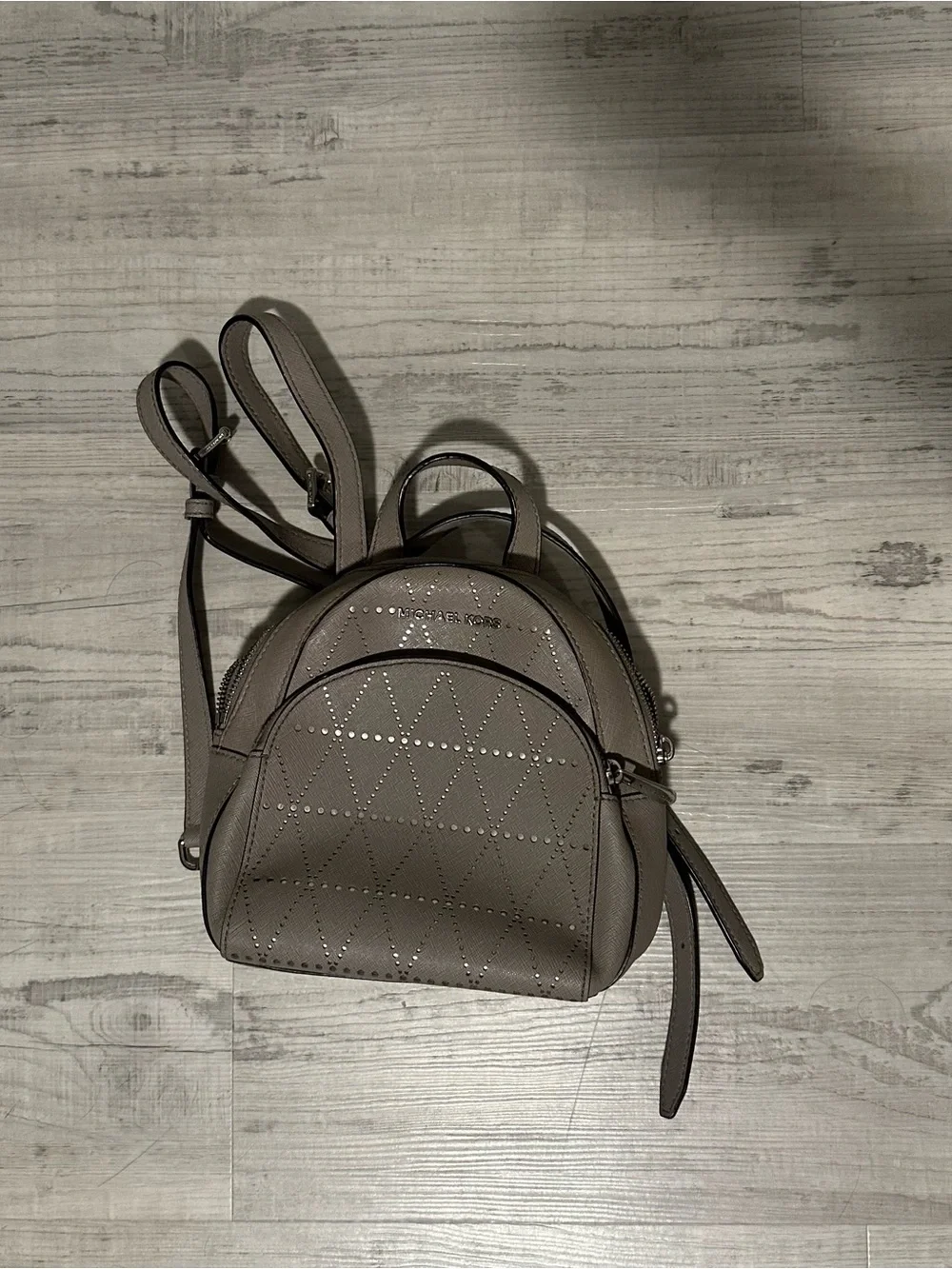 Michael Kors Taupe Perforated Mini Backpack